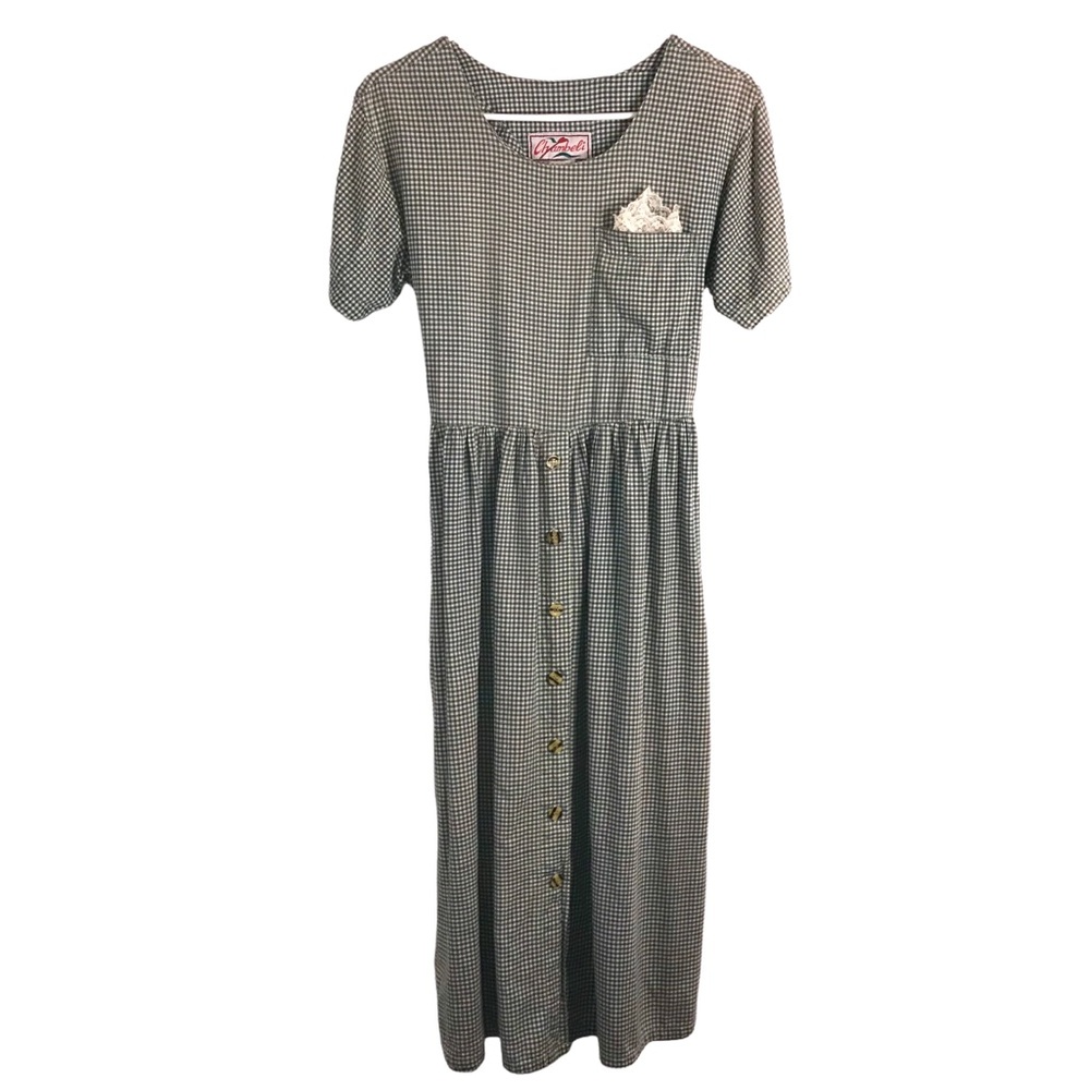 Chambeli Green Gingham Vintage 1970’s Dress
